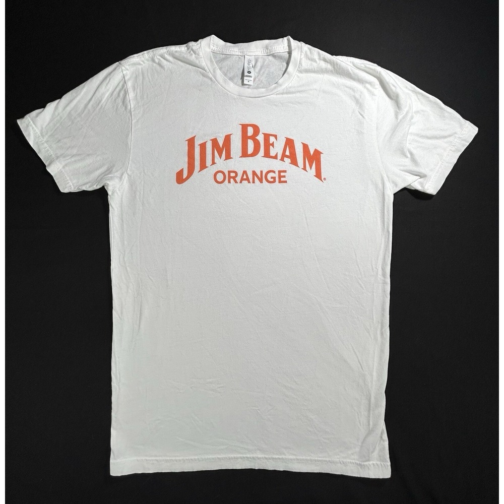 Jim Beam Orange Short Sleeve White T-Shirt men's medium slim fit‎